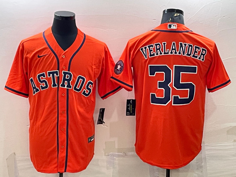 Men's Houston Astros #35 Justin Verlander Orange With Patch Cool Base Stitched Jersey Men's Houston Astros #35 Justin Verlander Orange With Patch Cool Base Stitched Jersey
